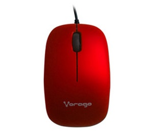 Ratón (Mouse) Óptico, Alámbrico (USB), Hasta 2400 DPI, Color Rojo, VORAGO MO-206-RO