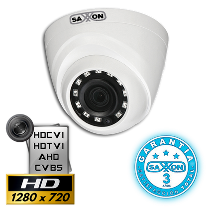 Cámara de Video Vigilancia Tipo Domo, 1MP, 720P, Lente 2.8MM, IR 20M, SAXXON PRO DF2810T