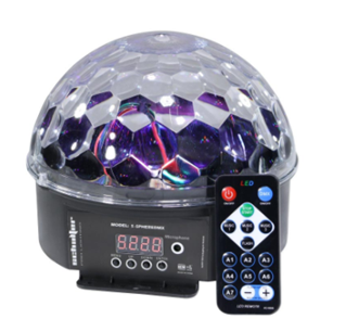 Lámpara LED (Disco Crystal Ball) DMX, Luz RGB, Potencia 12W, Color Negro, SCHALTER S-SPHEREDMX