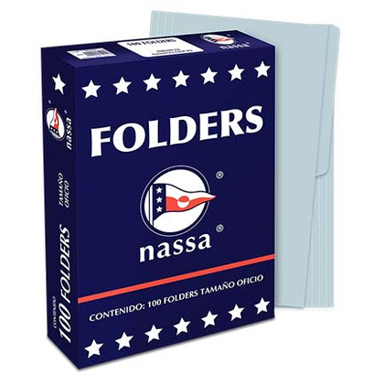 Folder Premium, Tamaño Oficio, Color Azul, Caja C/ 100 Piezas, NASSA PA1002