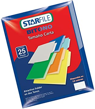 Folders STARFILE-Bitono, Paquete con 25 Piezas, Tamaño Carta, Color Azul Obscuro, MAPASA BF3037