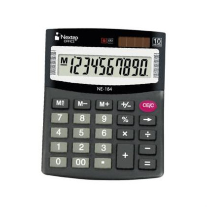 Calculadora Semi Escritorio, 10 Dígitos, Metálica, Dual, NEXTEP NE-184