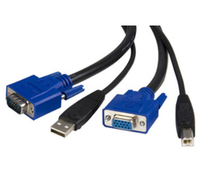 Cable KVM 2 en 1, USB A/VGA Macho - USB B/VGA Hembra, 6ft / 1.8 Metros, Negro, STARTECH SVUSB2N1_6