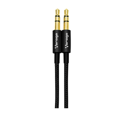 Cable de Audio 3.5 mm - 3.5 mm (M-M), Longitud 1 Metro, VORAGO CAB-115-BK
