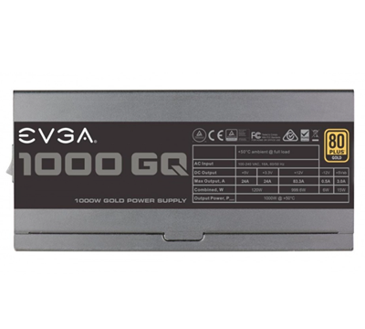 Fuente de Poder Certificada Modular, 1000 GQ 80 PLUS Gold, ATX, 24-pin ATX, 1000W, EVGA 210-GQ-1000-V1