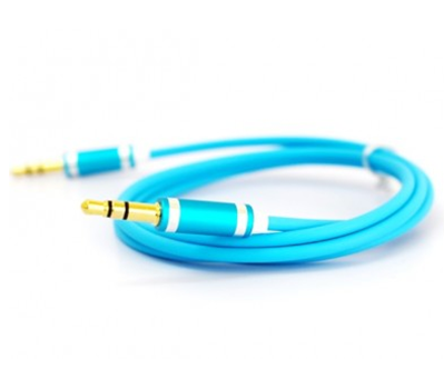 Cable de Audio 3.5 mm - 3.5 mm (M-M), Longitud 1.0 Metros, Color Azul, NACEB NA-488AZL