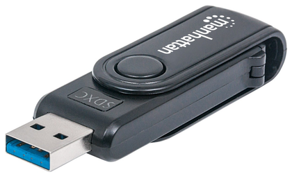 Mini Lector y Grabador Externo de Tarjetas USB 3.0 de Súper Velocidad, 24 en 1, Portátil, MANHATTAN 101981