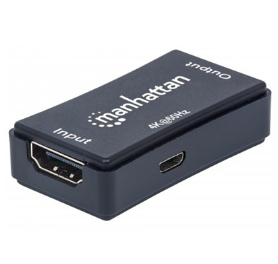 Repetidor de Video HDMI - HDMI (H-H), C/ Puerto Micro USB (H), Hasta 40 Metros, Hasta 4K, MANHATTAN 207621