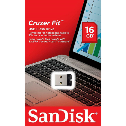 Memoria Flash USB 2.0, Cruzer Fit Z33, Capacidad 16GB, Color Negro, SANDISK SDCZ33-016G-G35