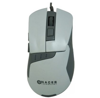 Ratón (Mouse) Gamer, Alámbirco (USB), Hasta 2400 DPI, 6 Botones, Iluminación LED, Color Blanco, NACEB NA-616B