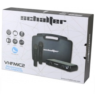 Kit 2 Micrófonos Profesionales, Inalámbricos, Color Negro, SCHALTER S-VHFMIC