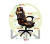 Silla Gamer Chaser, Reclinable, Reposa Pies, Soporte Cervical y Lumbar, Color Negro / Naranja, Max. 120 Kg, CHASER CH-GAMERORANGE