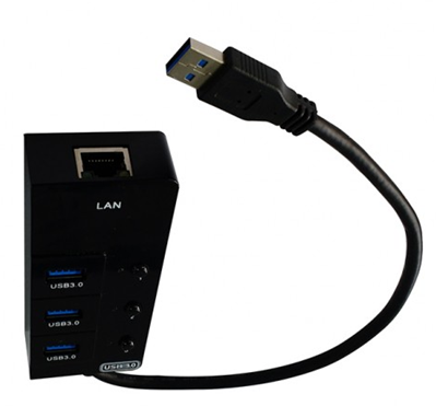 Adaptador USB 3.0 (HUB), 3 x USB 3.0 / 1 x RJ45 Gigabit (10/1000/1000 Mbps), XCASE USB30HUBLAN