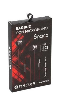 Audífonos, Conexión 3.5 mm, Micrófono Integrado, Color Negro, Longitud Cable 1.2 Metros, NACEB NA-0305N