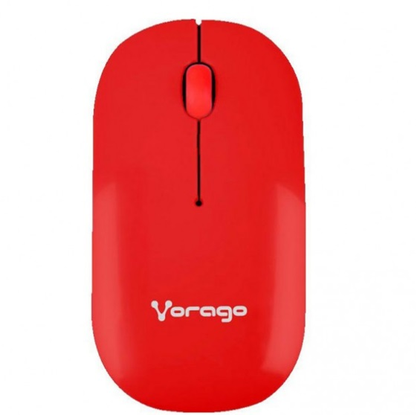 Ratón (Mouse) Óptico, Inalámbrico (USB), Hasta 1000 DPI, Color Naranja, VORAGO MO-205-NA