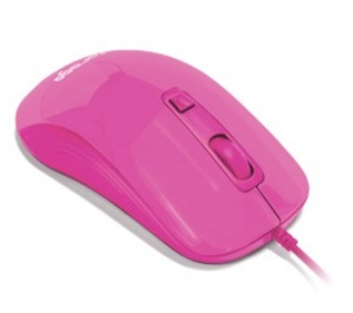 Ratón (Mouse) Óptico, Alámbrico (USB), Hasta 1600 DPI, Color Rosa, VORAGO MO-102-RO