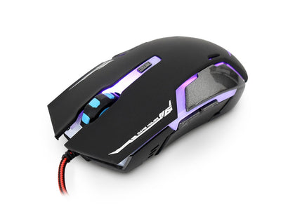 Ratón (Mouse) Gamer, Alámbirco (USB), Hasta 3200 DPI, 6 Botones, Iluminación RGB, Color Negro, NACEB NA-629