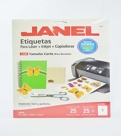 Etiqueta Adhesiva, No. 108, 25 x 102 mm, 1 Hoja, Color Blanco, JANEL 1085165101