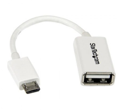 Adaptador Micro USB - USB (M-H), On-the-Go (OTG), Color Blanco, Longitud 0.1 Metros, STARTECH UUSBOTGW