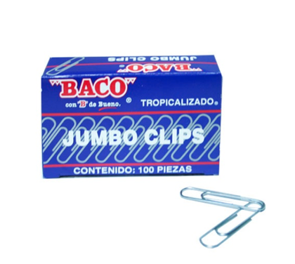 Caja  Clip Jumbo Zincado/Tropicalizado, 100 Clips, BACO CL019