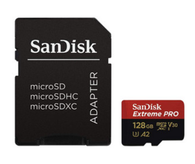 Memoria MicroSDXC Extreme Pro, 128GB V30 A2, Clase 10, con Adaptador SD, SANDISK SDSQXCY-128G-GN6MA
