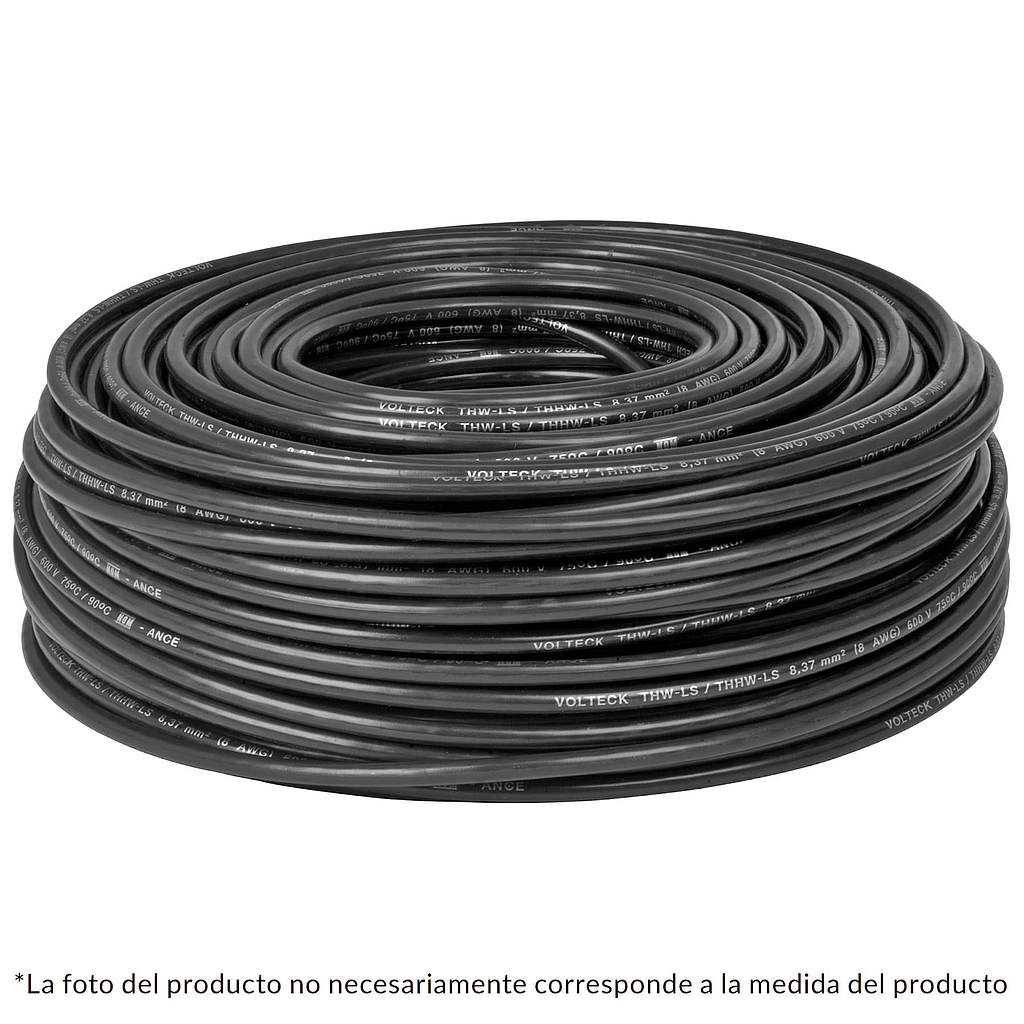 Rollo de Cable Volteck THHW-LS, Calibre 12 AWG, 100 Metros, Color Negro, TRUPER CAB-12N