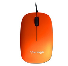 Ratón (Mouse) Óptico, Alámbrico (USB), Hasta 2400 DPI, Color Naranja, VORAGO MO-206-NA