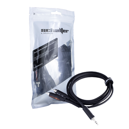 Cable de Plug 3.5mm a 2 Plug RCA Estéreo de 1.5 Metros, Cable de Uso Pesado, 100% Cobre, SCHALTER S-3ST2RCA/1.5
