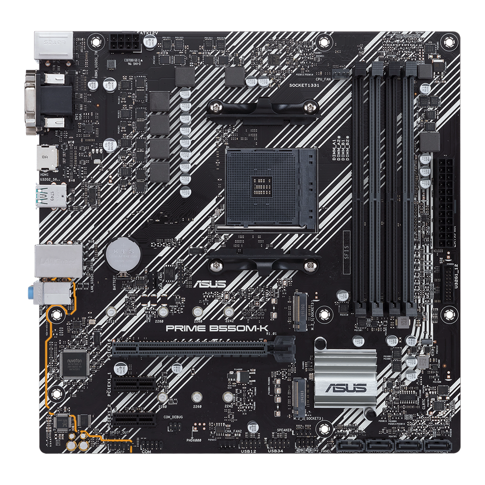 Tarjeta Madre (MoBo) B550M-K, 4x DIMM DDR4 (Max 128GB RAM), 1x HDMI / 1x DVI-D / 1x VGA, Micro ATX, Socket AMD AM4, ASUS 90MB1490-M0AAY0