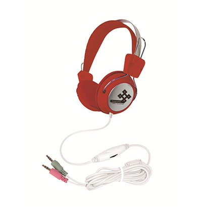 Audífonos Con Micrófono, Conexión 3.5 mm (Doble), Color Rojo, Longitud del Cable 1.6 Metros, NACEB NA-020R