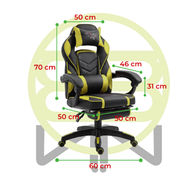 Silla Gamer Chaser, Reclinable, Reposa Pies, Soporte Cervical y Lumbar, Color Negro / Amarillo, Max. 120 Kg, CHASER CH-GAMERYELLOW
