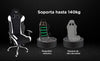 Silla Gamer Modelo Recon, Reclinable, Soporte Cervical y Lumbar, Color Negro / Blanco, Max. 140 Kg, NACEB NA-0915