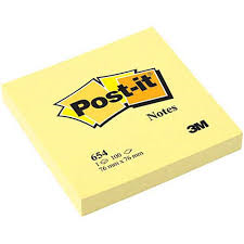 Notas Adhesivas (Post-it), Colore Amarillo, 3 x 3, 100 Hojas, 3M 654 –  PCDomino