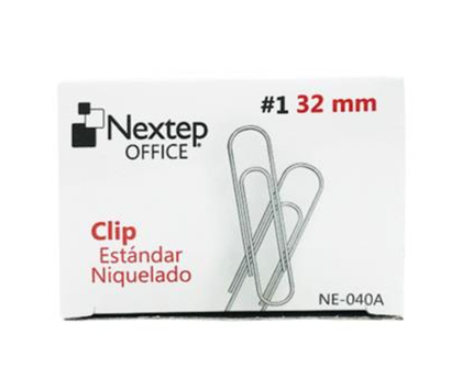 Clip Clip Estándar Niquelado #1 (32 Milímetros), Caja C/100 Clips, NEXTEP NE-040A