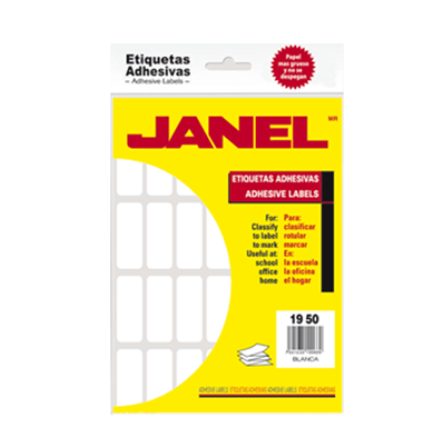 Paquete de Etiquetas Adhesivas, No. 6, 13 x 38 mm, 900 Piezas, Color Blanco, JANEL 1001338100
