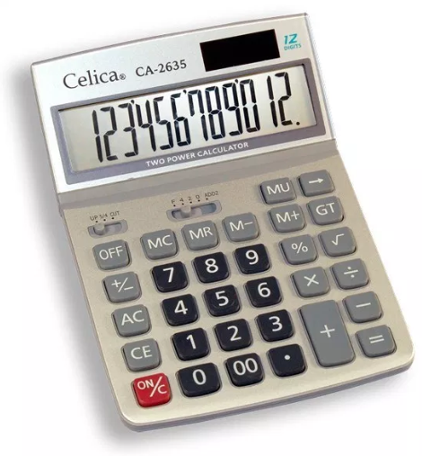 Calculadora Semi Escritorio, 12 Dígitos, Color Plata, CELICA CA-2635