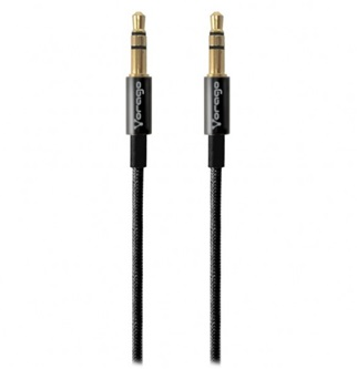 Cable de Audio 3.5 mm - 3.5 mm (M-M), Color Negro, Longitud 1.0 Metros, VORAGO CAB-108-BK