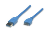 Cable de Datos USB - Micro USB-B (M), Color Azul, Longitud 2.0 Metros, MANHATTAN 325424