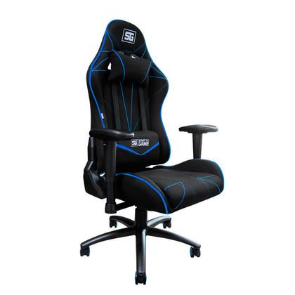 Silla Gamer Start The Game (SG) Modelo Chair 500, Reclinable, C/ Soporte Cervical y Lumbar, Color Negro / Azul, Max. 120 Kg, VORAGO CGC500-BL