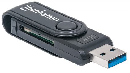 Mini Lector y Grabador Externo de Tarjetas USB 3.0 de Súper Velocidad, 24 en 1, Portátil, MANHATTAN 101981