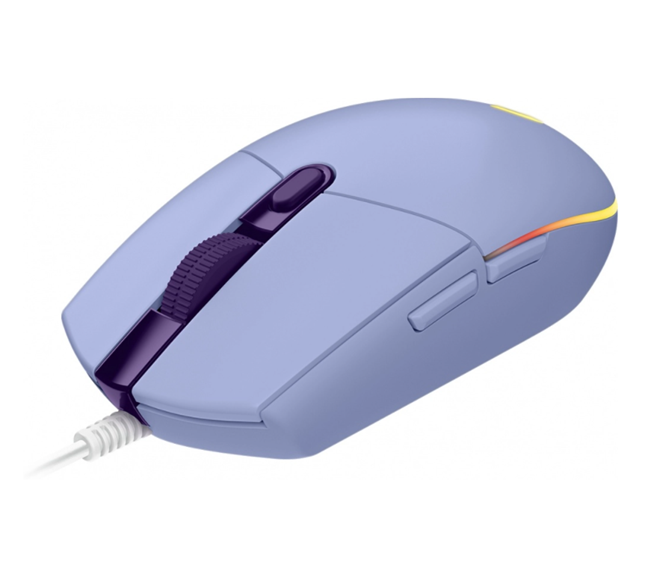 Ratón (Mouse) Gamer Óptico G203 LightSync, Alámbrico, USB, 200 - 8000 DPI, 6 Botones, Iluminación RGB, Color Lila, LOGITECH 910-005852