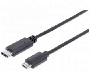 Cable de Datos USB-C - MicroUSB (M-M), Color Negro, Longitud 1.0 Metros, MANHATTAN 353311