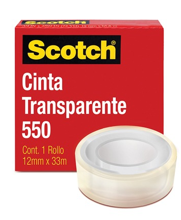 Cinta adhesiva transparente Scotch® 550 de 12 mm × 33 m (12 rollos) 3M,  comprar online