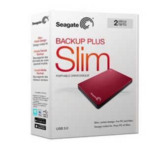 Disco Duro Externo Backup Plus Slim, Capacidad 2TB (2,000GB), Interfaz USB 3.0, Color Rojo, SEAGATE STDR2000103