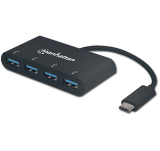 Adaptador USB-C (HUB), 4 x USB A, Longitud de Cable 0.2 Metros, MANHATTAN 162746