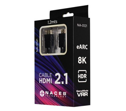 Cable de Video HDMI, 1.2 mts, 4K, Macho - Macho, Color Negro, NACEB NA-0121