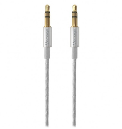 Cable de Audio 3.5 mm - 3.5 mm (M-M), Color Blanco, Longitud 1.0 Metros, VORAGO CAB-108-WH