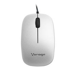 Ratón (Mouse) Óptico, Alámbrico (USB), Hasta 2400 DPI, Color Blanco, VORAGO MO-206-WH