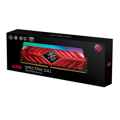 Memoria RAM DDR4 PC4-25600, Capacidad 8GB, Frecuencia 3200MHz, CL16, U-DIMM, XPG SPECTRIX D41, TUF RGB, ADATA AX4U32008G16A-SB41