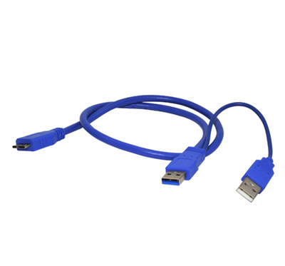 Cable de Datos USB 3.0 (M) a MicroUSB Tipo B (M), Dual, Color Azul, Longitud 0.6 Metros, XCASE USB3CAMBDUAL